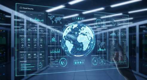 alt="Cloud security monitoring dashboard — cybersecurity trends 2025"