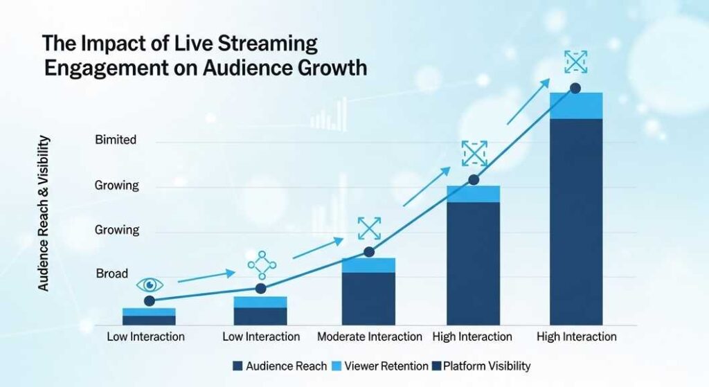 Chart showing how live streaming engagement increases audience reach and visibility